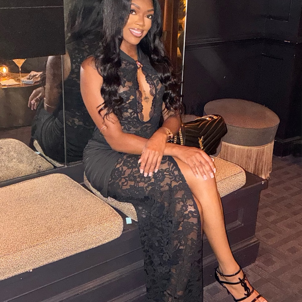 Murci Elegant Black Lace Evening Dress